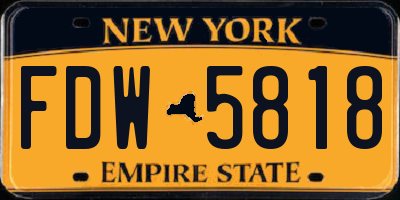 NY license plate FDW5818