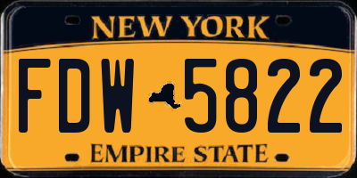 NY license plate FDW5822
