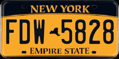 NY license plate FDW5828