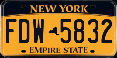 NY license plate FDW5832