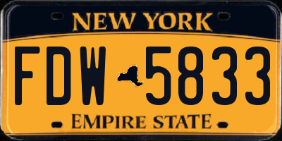 NY license plate FDW5833