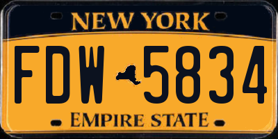 NY license plate FDW5834