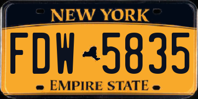 NY license plate FDW5835