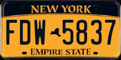 NY license plate FDW5837