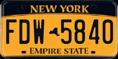 NY license plate FDW5840