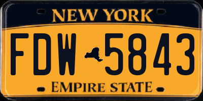 NY license plate FDW5843
