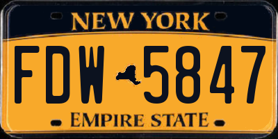 NY license plate FDW5847