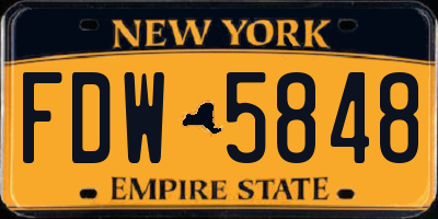 NY license plate FDW5848