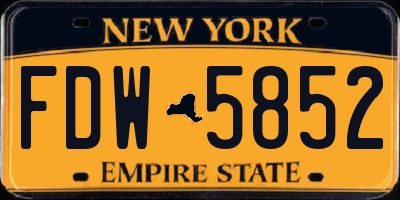 NY license plate FDW5852