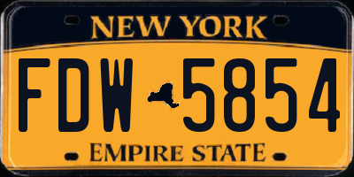 NY license plate FDW5854
