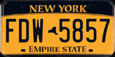 NY license plate FDW5857