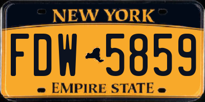 NY license plate FDW5859