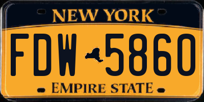 NY license plate FDW5860