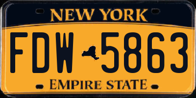 NY license plate FDW5863