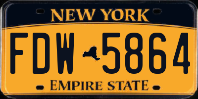NY license plate FDW5864