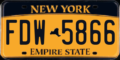 NY license plate FDW5866