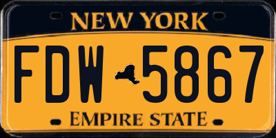NY license plate FDW5867