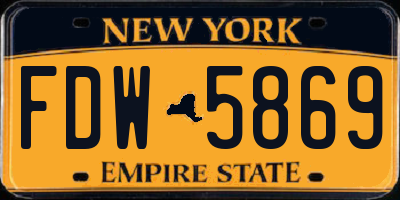 NY license plate FDW5869