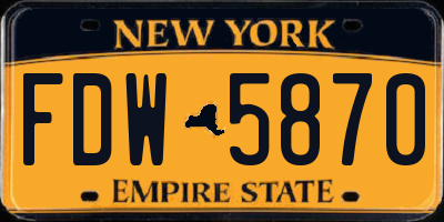 NY license plate FDW5870