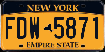 NY license plate FDW5871