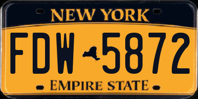 NY license plate FDW5872