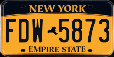 NY license plate FDW5873