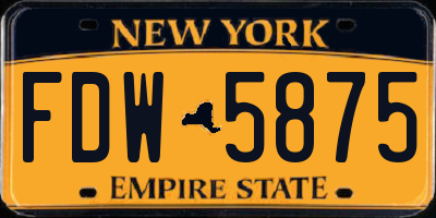 NY license plate FDW5875
