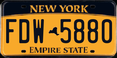 NY license plate FDW5880