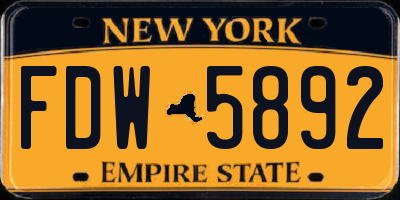 NY license plate FDW5892