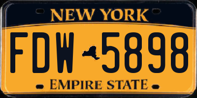 NY license plate FDW5898
