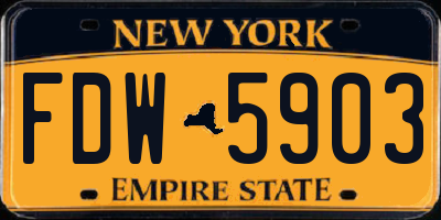 NY license plate FDW5903