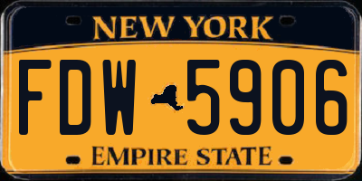 NY license plate FDW5906