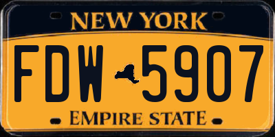 NY license plate FDW5907