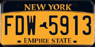 NY license plate FDW5913