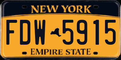 NY license plate FDW5915