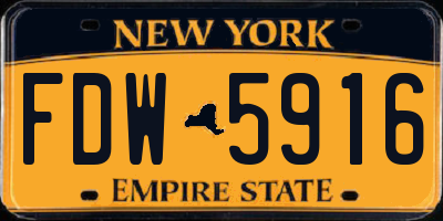 NY license plate FDW5916