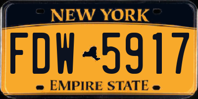 NY license plate FDW5917