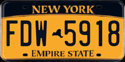 NY license plate FDW5918