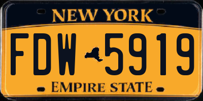 NY license plate FDW5919