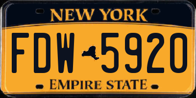 NY license plate FDW5920