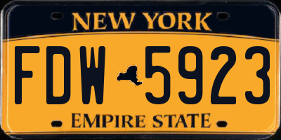 NY license plate FDW5923