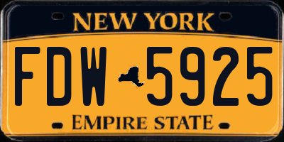 NY license plate FDW5925