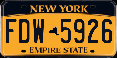 NY license plate FDW5926