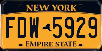NY license plate FDW5929