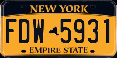 NY license plate FDW5931