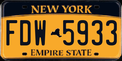 NY license plate FDW5933