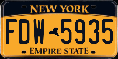 NY license plate FDW5935