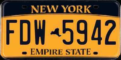 NY license plate FDW5942