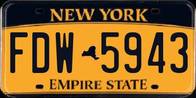NY license plate FDW5943