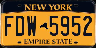 NY license plate FDW5952